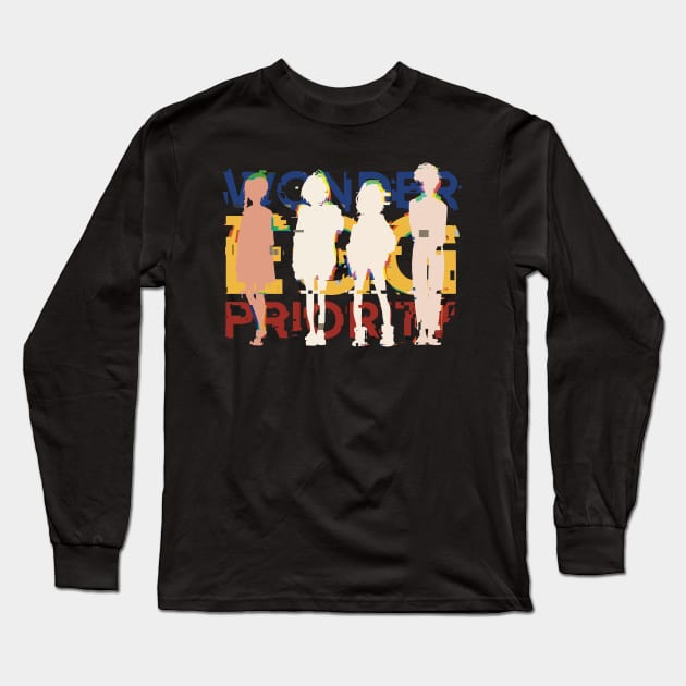 WEP6 Wonder Egg Priority anime main characters Neiru aonuma, Ai ooto, Rika kawai, Momoe sawaki Brown, blue, blonde, red hair girls Awesome GLITCH SILHOUETTE and TYPOGRAPHY x Animangapoi august 2023 Long Sleeve T-Shirt by Animangapoi